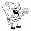 dibujo Bob Esponja comiendo una hamburguesa