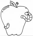 dibujo Manzana con un gusano