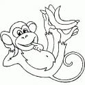 dibujo Mono con pltano en los pies