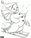 dibujo Mueco de Nieve esquiando