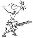 dibujo Phineas con una guitarra