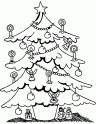 dibujo Abeto de Navidad con velitas y figuritas