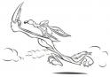 dibujo El Coyote corriendo a cenar
