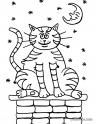 dibujo Gato bajo la luna