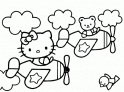 dibujo Hello Kitty en avion