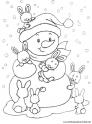 dibujo Mueco de Nieve con conejitos