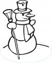 dibujo Mueco de Nieve con escoba y sombrro