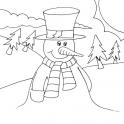 dibujo Mueco de Nieve en la montaa