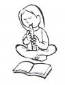 dibujo Niña tocando la flauta